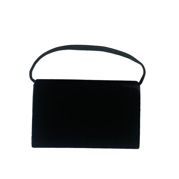 Black Velvet Clutch Shoulder Bag Evening Purse with Strap NWOT Bow, S23 - Picture 2 of 8